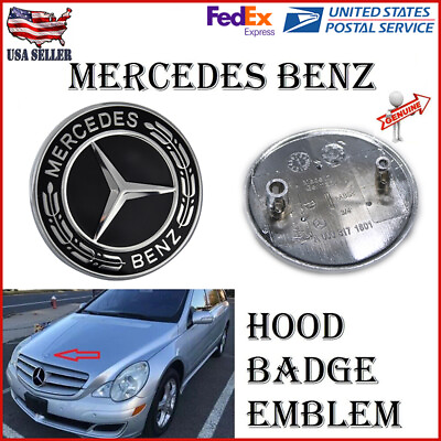 #ad Black Hood Emblem Laurel Wreath Flat Logo For Mercedes Benz CLA W117 C117 X117 $25.75