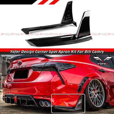 #ad FOR 18 24 TOYOTA CAMRY SE XSE YOFER V2 GLOSS BLACK REAR BUMPER SIDE APRON SPATS $73.99