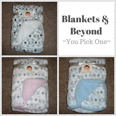 #ad Blankets amp; Beyond Baby Elephant Sherpa Fleece Pink Blue and Gray Infant NWT VHTF $38.21