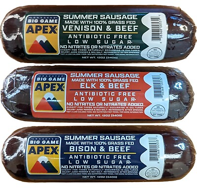 #ad Apex Grass Fed Wild Game Trio Sampler 12oz Summer Sausage $42.99