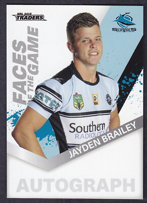 #ad 2018 NRL TRADERS FACES OF THE GAME SHARKS JAYDEN BRAILEY FG 13 64 AU $2.99