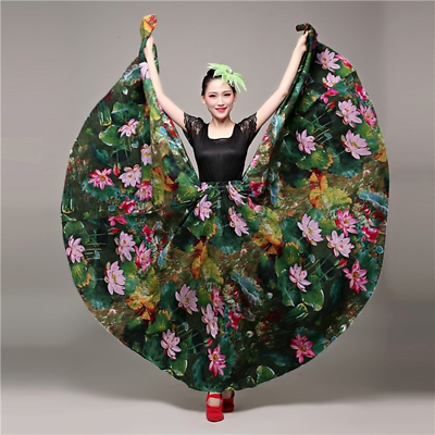 #ad Floral Print Big Swing Women Spanish Flamenco Skirt Party Belly Dance Costumes $83.23