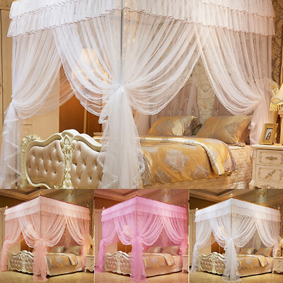 #ad Romantic Princess Lace Canopy Mosquito Net No Frame Full Queen King Bed Netting $31.49