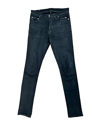 #ad DRKSHDW by Rick Owens Waxed Black Denim Jeans Tyrone Cut Size 33 $450.00