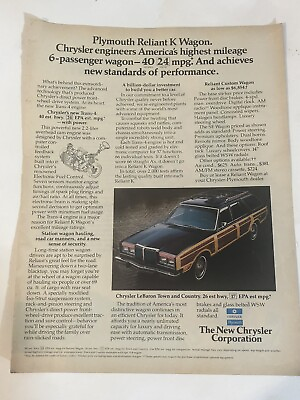 #ad Vintage Chrysler Lebaron print ad Town And Country pa3 $6.64