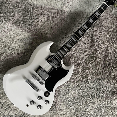 #ad Custom White SG Electric Guitar Chrome Hardware H H Pickups Guitar Fast Delivery $249.00