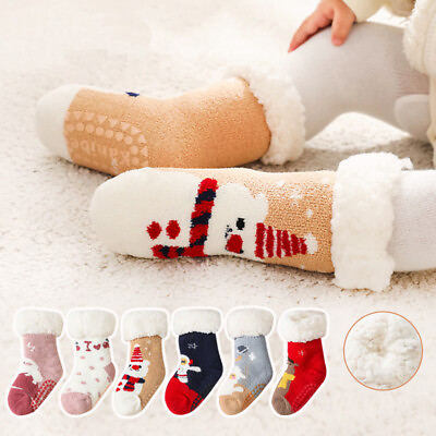 #ad 2 X Baby Socks Thicken Warm Kids Sock Cotton Newborn Toddlers Girls Boys Anti Sl $17.99