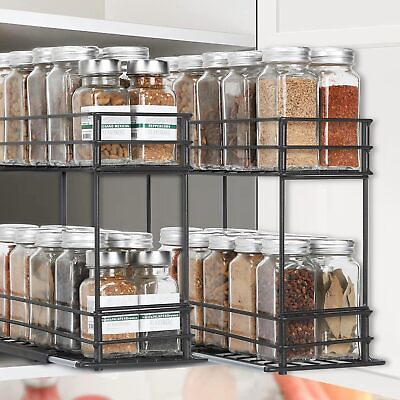 #ad 2 Pack Pull Out Spice Rack Organizer Rustproof 2 Tier Kitchen Rack for Cabinet $23.59