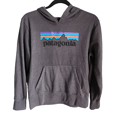 #ad Patagonia Kids Sweatshirt XL Gray Lightweight Graphic Hoody Shirt Long Sleeve $29.99