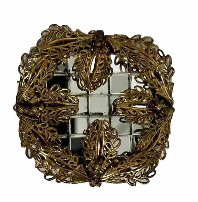 #ad Miriam Haskell Signed Brooch Rare Vintage Gilt Mirror Figured 2quot; Pin AC $145.00
