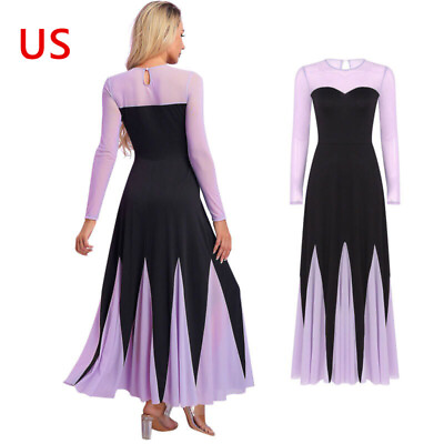 #ad US Women#x27;s Halloween Maxi Dresses Sweetheart Long Sleeve Patchwork A Line Dress $20.93