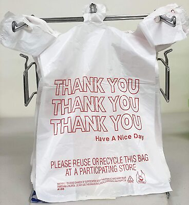 #ad Bags 1 6 Large 21 x 6.5 x 11.5 quot;Thank Youquot; T Shirt Plastic Grocery Shopping Bags $17.99