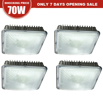 #ad 70W LED Canopy Light4Pack Ceiling Gas Station Retail Parking Garage Lights $173.98