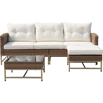 #ad VIXLON Rattan Wicker Sofa Set Sectional Couch Cushioned Furniture Patio Outdoor $399.99