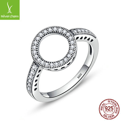 #ad Forever Clear CZ Circle Round Finger Ring for Women 925 Sterling Fashion Jewelry $7.64