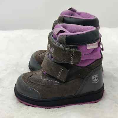 #ad Timberland Toddler Purple Gray Comfort Round Toe Mid Top Snow Boot Size 6 $39.00