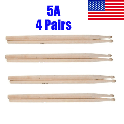 #ad #ad 4 Pairs Sets 5A Drum Sticks Drumsticks Maple Wood Music Band Jazz Rock NEW $9.99