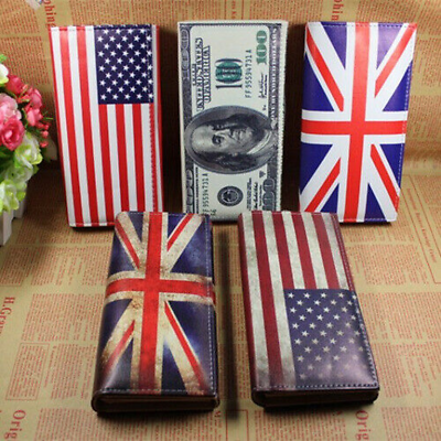 #ad Retro US Flag Dollar Leather Wallet Womens Clutch Purse Multicard Holder Handbag $8.29