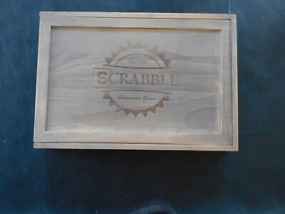#ad Scrabble Rustic Series Wooden Box Collectors Edition Board Game EXCDN $25.00