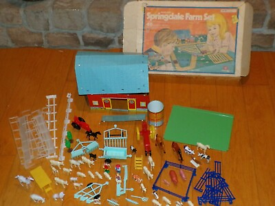#ad Vintage Tin Farm Play Set Toy Animals Barn Tractor Implements amp; More c409 $26.99