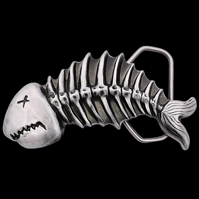 #ad Dead Fish Skeleton Poison Death Punk Metal Zinc Alloy Belt Buckle $35.00