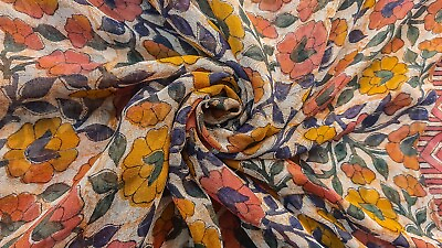 #ad Pure Silk Saree Indian Vintage Sari Georgette Chinon Printed Fabric PGS1586 $23.99