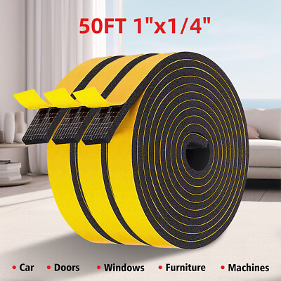 #ad 50ft 33ft Weather Stripping Door Seal StripFoam Insulation Tape for Door Window $10.99