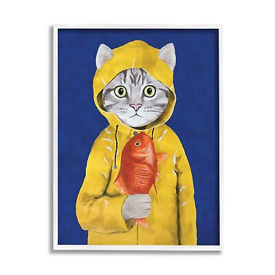 #ad Stupell Industries Fisherman Feline Yellow Coat Cat Design by Coco de Paris $23.48