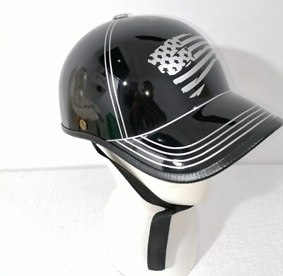 #ad Custom Helmet Motorcycle Half Helmet Baseball Hat Cap black silver Fiberglass 3 $230.00
