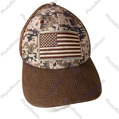 #ad Ariat Mens Digital Camo American Flag Snapback Cap Hat Brown $12.97