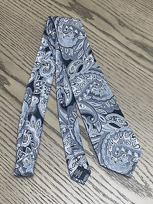 #ad Perry Ellis Mens Paisley Necktie Multicolor Blue 100% Silk Handmade 3 3 8 by 58 $12.49