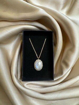 #ad Moonstone Real Natural Gemstone Necklace Gold Color. Perfect For Gift💎 $19.95