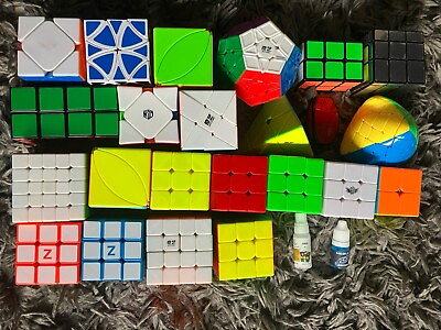 #ad Rubik’s Cube Collection Lot Shape Modified Puzzles And Lubricant $175.00