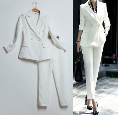 #ad Womens Formal Double Breasted Blazers Coat Straight Legs Pants Suits Dress 2Pcs $79.52