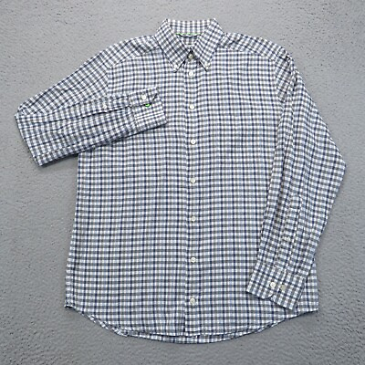 #ad Eton Shirt Mens 15.75 40 Contemporary Blue Grey Plaid Check Chelsea Button Down $29.95