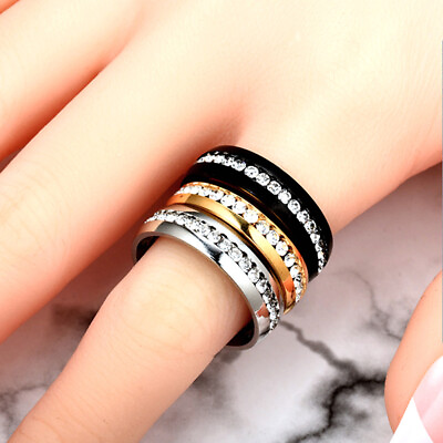 #ad Women Men Titanium Ring For Wedding Engagement Jewelry Gold Silver Finger Ring* $2.90