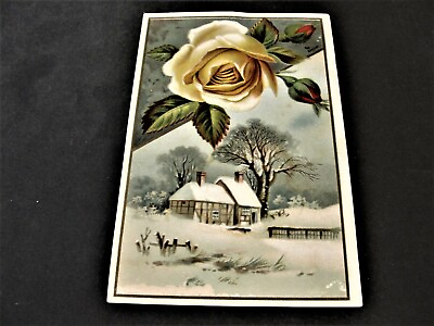 #ad Wonderful Christmas Greeting in Village Victorian Ephemera 1800s Trade Card. $9.73