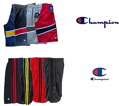 #ad Champion Men#x27;s Shorts Athletic Mesh Pocket Striped Gym Basketball Drawstring $12.80