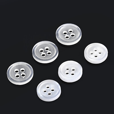 #ad Clear White 4 Holes Clothing Shirt Sewing Buttons 100Pcs Dia.10 11.5mm DIY Craft $4.21