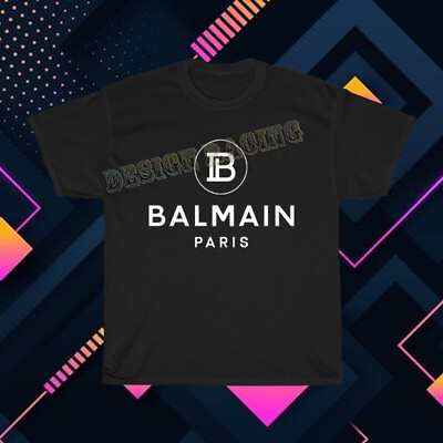 #ad New Shirt Balmain Paris Logo Men#x27;s Black T Shirt Funny Size S to 5XL $27.99
