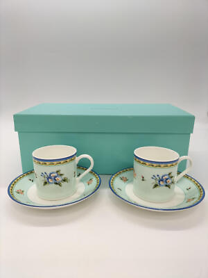 #ad Tiffany amp; Co. Cup and Saucer Pair Set of 2 Morning Glory Light blue Authentic $128.85