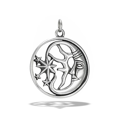 #ad STAINLESS STEEL Celestial Pendant With Moon Sun And Stars $13.49