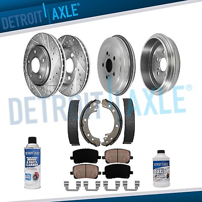 #ad Front Drilled Brake Rotors Pads Rear Drums Shoes for 2003 2008 Toyota Corolla $144.92