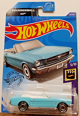 #ad Hot Wheels #x27;65 Ford Mustang Convertible 007 James Bond Blue #59 2019 HW... $10.99