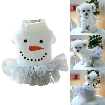 #ad Snowman Dress for Dogs Lovely Skirt Christmas Party Pet Birthday Wedding Dress $11.93