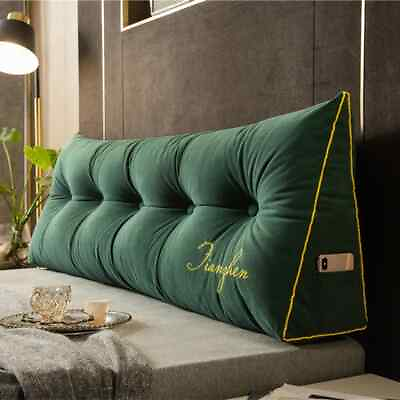 #ad European Removable Bedside Velet Cushion Triangular Bed Backrest Pillow Soft $217.31