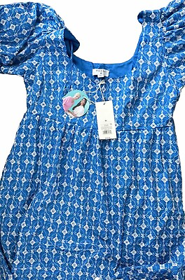 #ad RHODE x Target Embroidered Eyelet Mini Dress Square Neck Blue Size M NWT $29.00