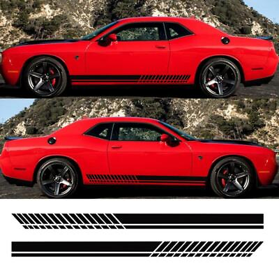 #ad Sport Black Side Rocker Stripes Decal Vinyl Sticker For Dodge Challenger Charger $24.99