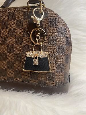 #ad Mini Handbag Bag Charm Keychain Keyring Purse Pendant Black Gold Birthday Gift $12.99