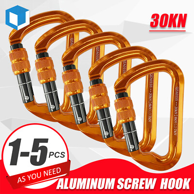 #ad 30KN Climbing Carabiner Aluminum Screw Locking Clip Heavy Duty Hook Key Chain $47.99